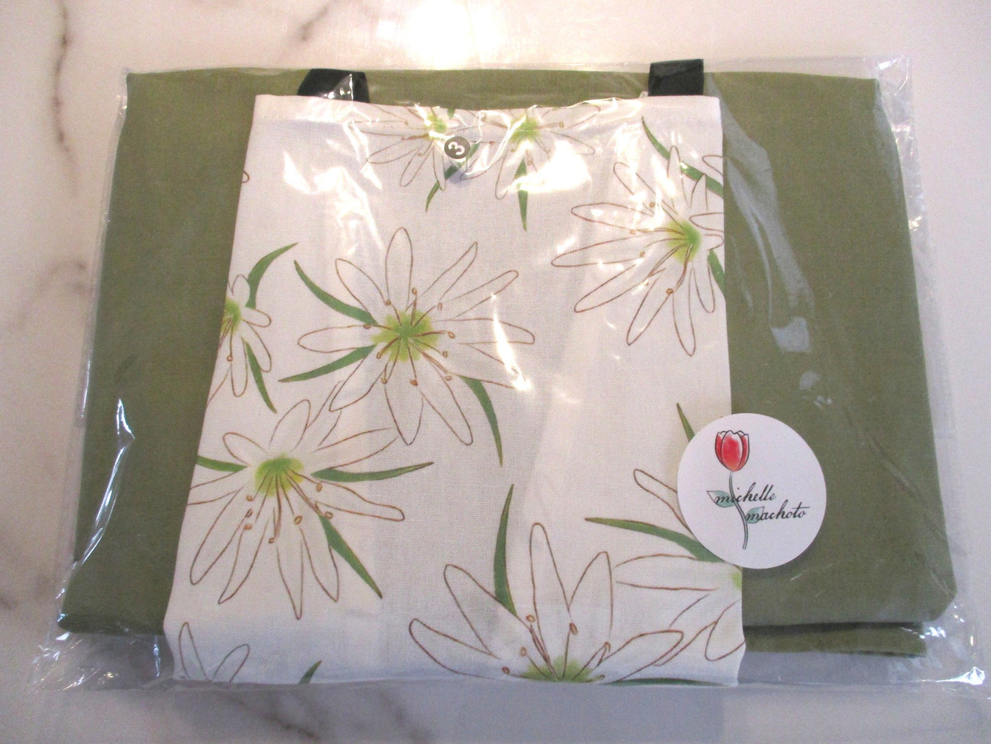 [Michelle Machoto] Michelle Machoto Rock Clover Pattern Long Wide Gathered Apron D-0003