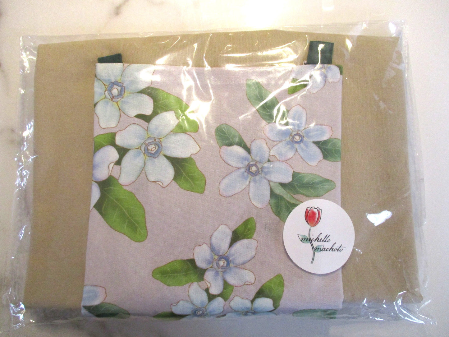 [Michelle Machoto] Michelle Machoto Blue Waterweed Pattern Long Wide Gathered Apron D-0010