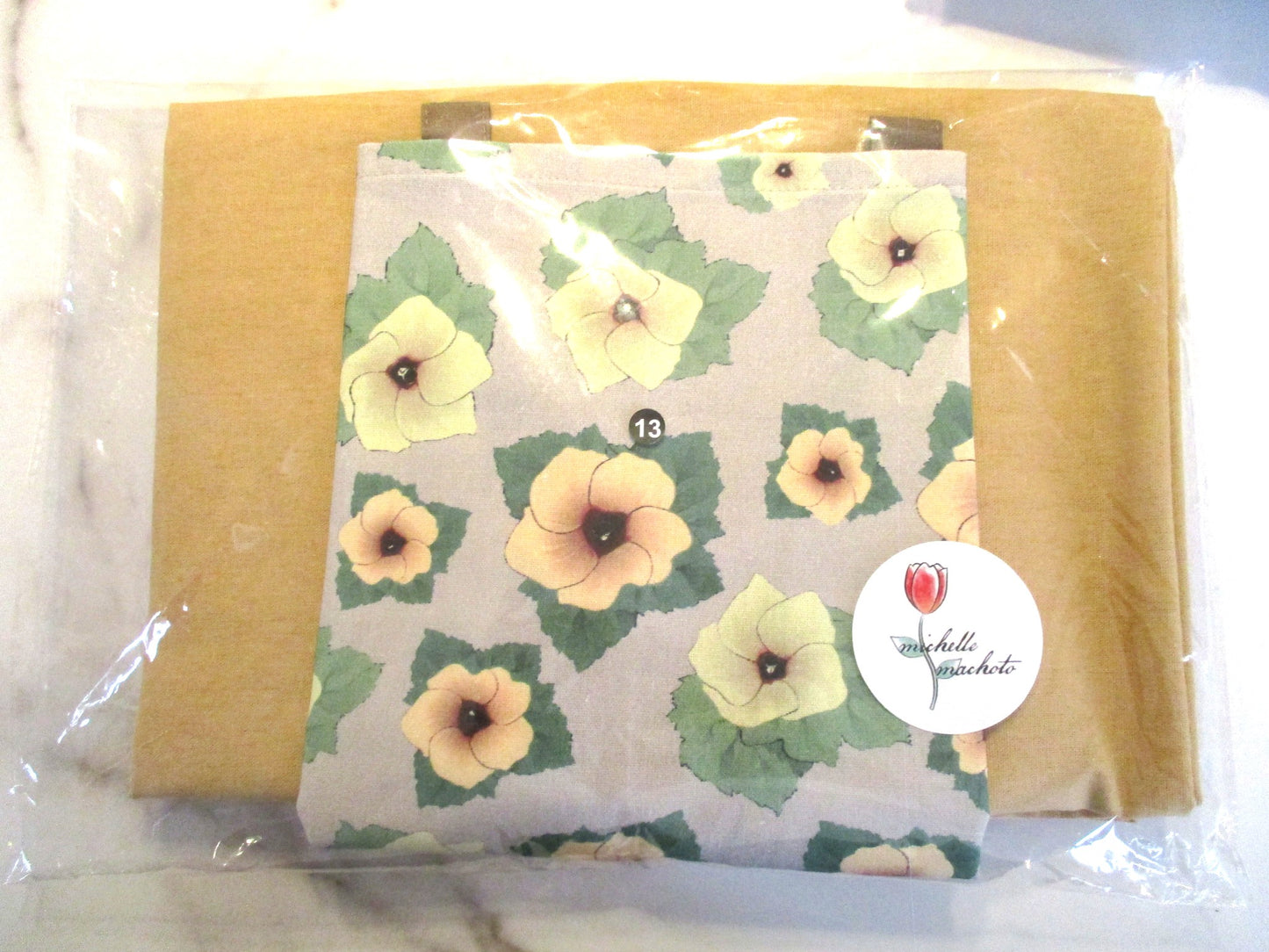 [Michelle Machoto] Michelle Machoto Okra Pattern Long Wide Gathered Apron D-0013