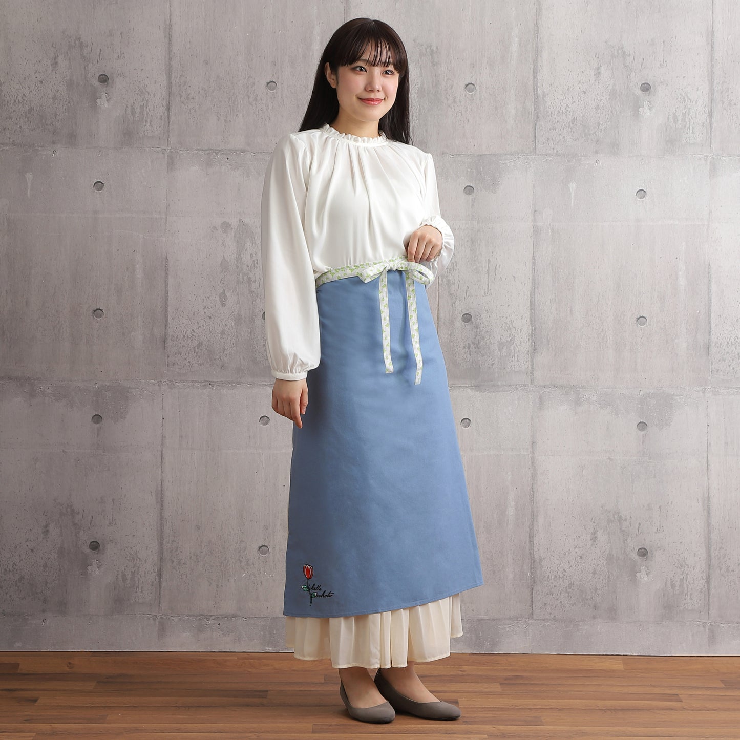 [Michelle Machoto] ミッシェルマコット アオノツガザクラ柄 ソムリエエプロン D-0601-2